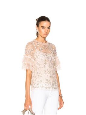 Needle & Thread | Constellation Lace Top in Petal Pink | Excellent